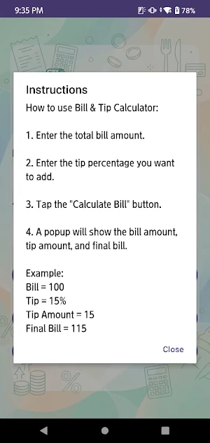 Bill Total Calculator Screenshot 1