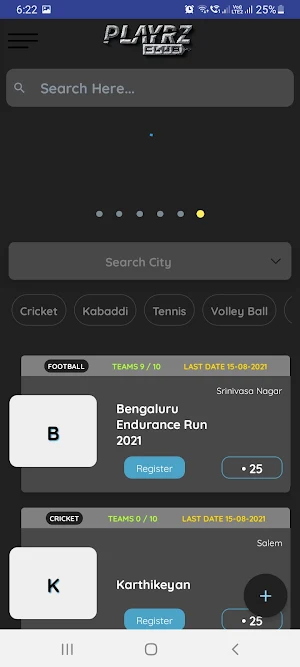 Playrz: Sports tournament mana Screenshot 1
