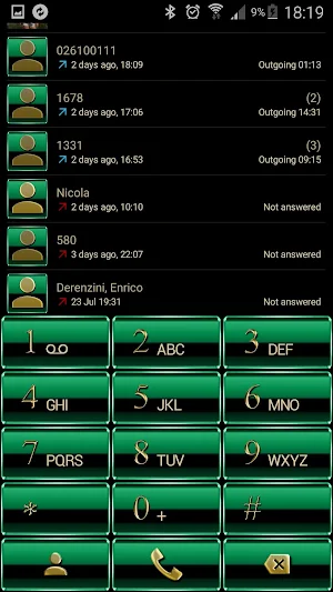 Theme for ExDialer Green Gold Screenshot 1