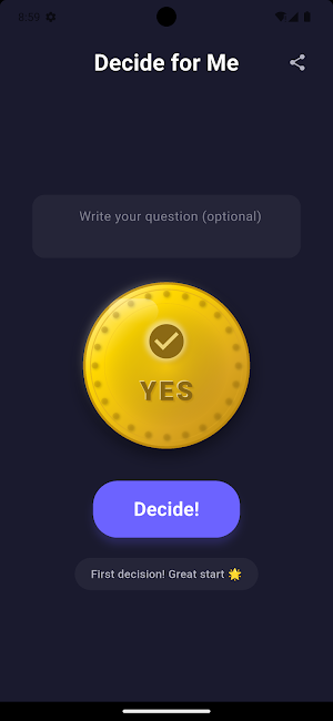 Decide - YES or NO Coin Flip Screenshot 0