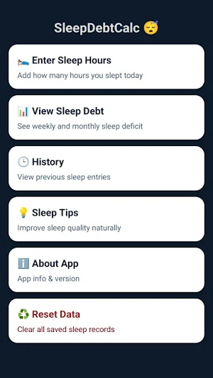 SleepDebtCalc Screenshot 2