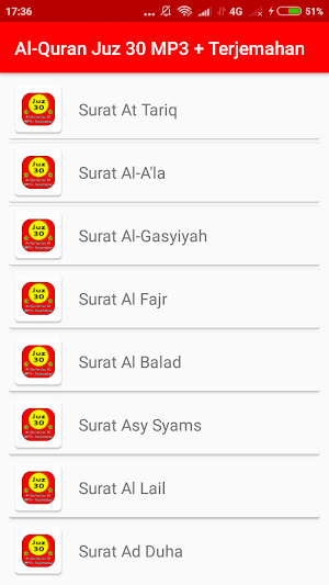 Al-Quran Juz 30 MP3 Offline + Terjemah Screenshot 1