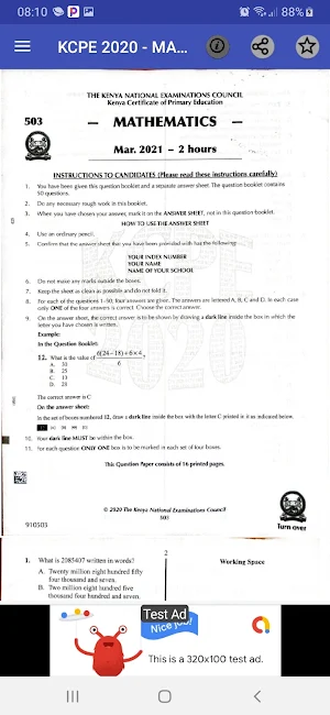 KCPE 2020 PAST PAPERS AND ANSWERS - MARCH 2021 Screenshot 2