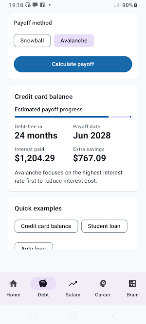 Career & Debt Planner Screenshot 2