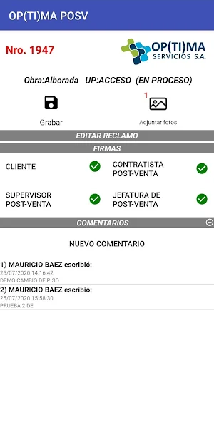 OP(TI)MA AGB Post Venta Screenshot 3