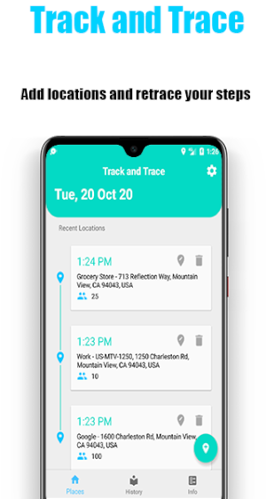 Contact Tracer - save location and track location Screenshot 0