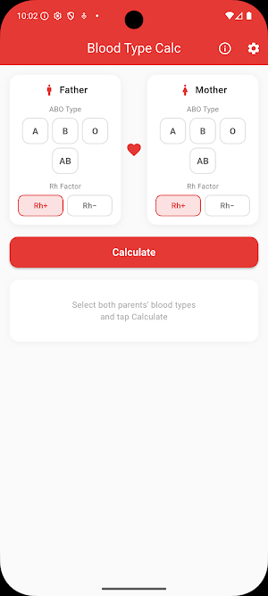 Blood Type Calculator Baby ABO Screenshot 0