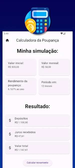 Calculadora da Poupança Screenshot 2