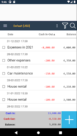 Personal Cash Book App Screenshot 2