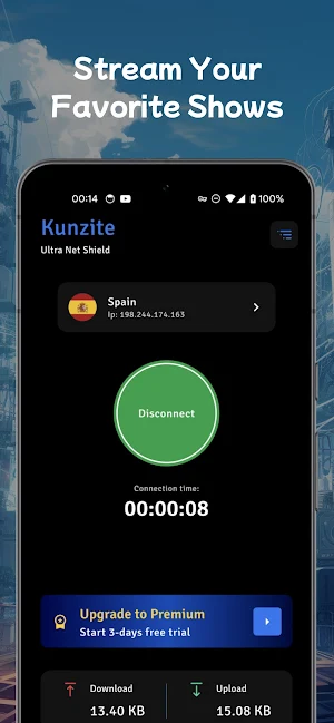 Kunzite VPN: Ultra Net Shield Screenshot 2