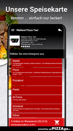 Mailand Pizza Taxi  Baunatal Screenshot 3