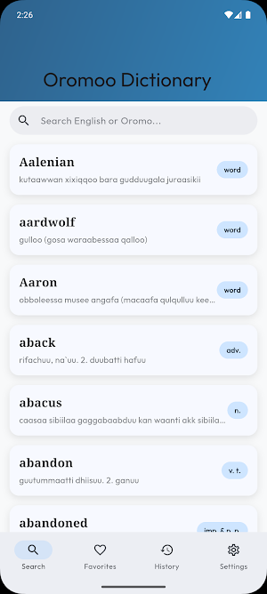 Oromoo English Dictionary Screenshot 0