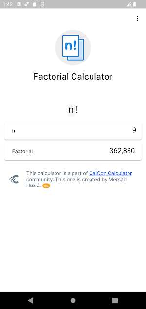 Factorial Calculator Screenshot 1