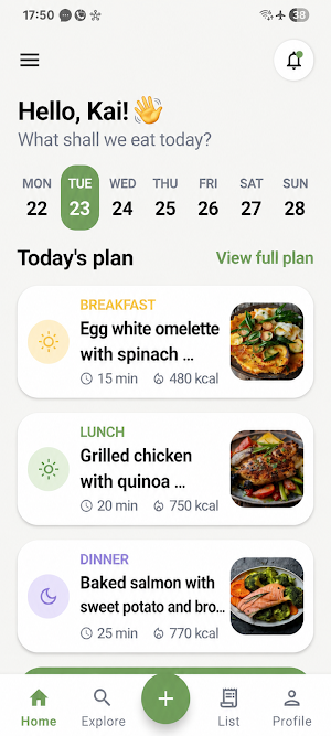 Weekly Meal Planner Screenshot 0