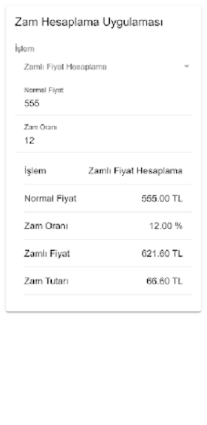 Zam Hesaplama Screenshot 1