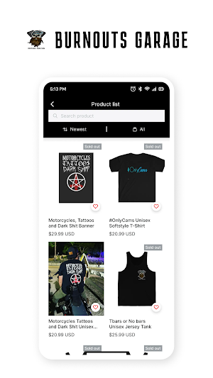 Burnouts Garage Apparel Screenshot 3