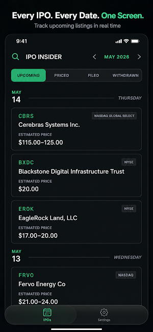 IPO Stocks Calendar Screenshot 0