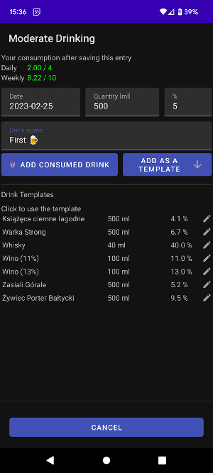ModerateDrinking App Screenshot 1