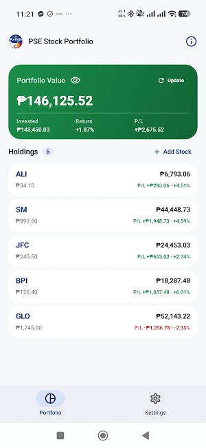PSE Stock Portfolio Screenshot 0