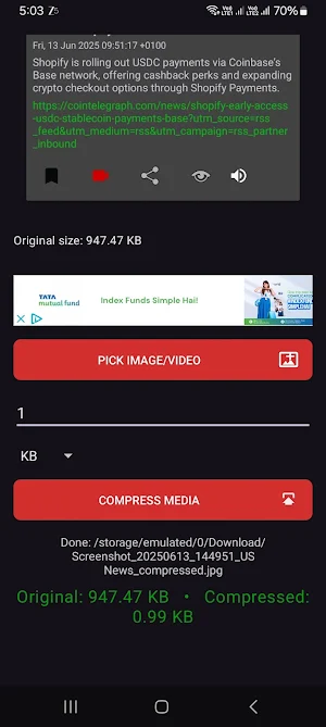 Compress image and video in kb Screenshot 0