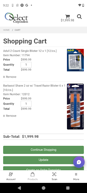 Select Corporation Purchasing Screenshot 2