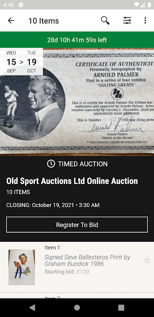 Old Sports Auction Screenshot 1