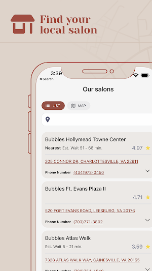 Bubbles Salons Screenshot 2