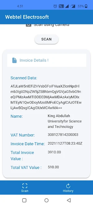 Fatoorah QR Code Scanner Screenshot 1