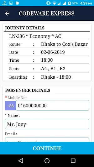 Codeware Express - Bus ticketing system Screenshot 3