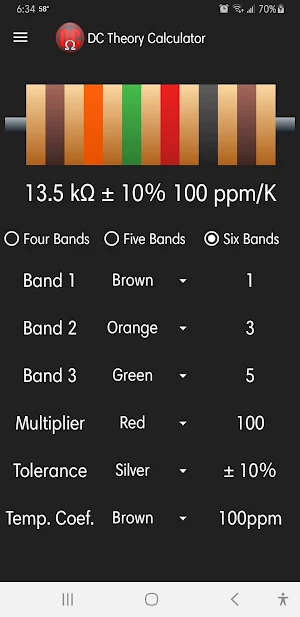 DC Theory Calculator Screenshot 3