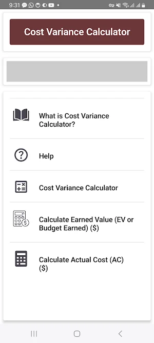 Cost Variance Calculator Screenshot 0