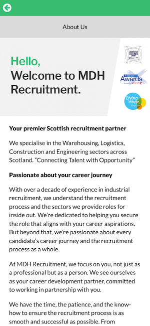 MDH Recruitment Screenshot 1