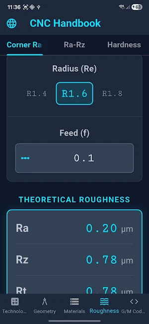CNC Material & Calculator Screenshot 1