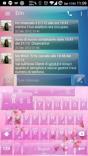 Keyboard Theme Glass Pink Flow Screenshot 3