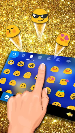 Gold Blue Rose Crystal Keyboard Theme Screenshot 2