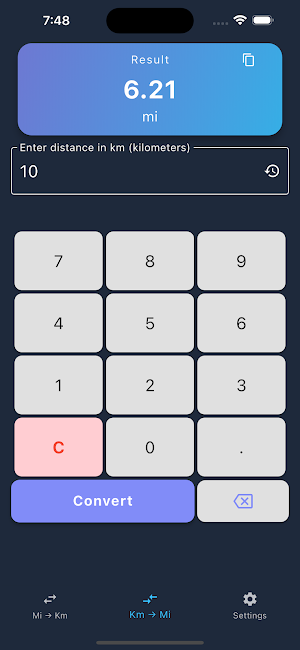 Miles to Km Converter Screenshot 1