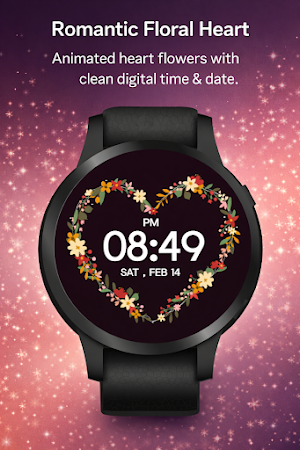 Floral Heart -Animated Wear OS Screenshot 0