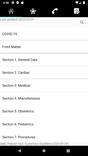 AMC Patient Care Guidelines Screenshot 0