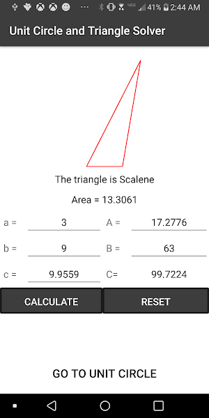Triangle Solver and Unit Circl Screenshot 2