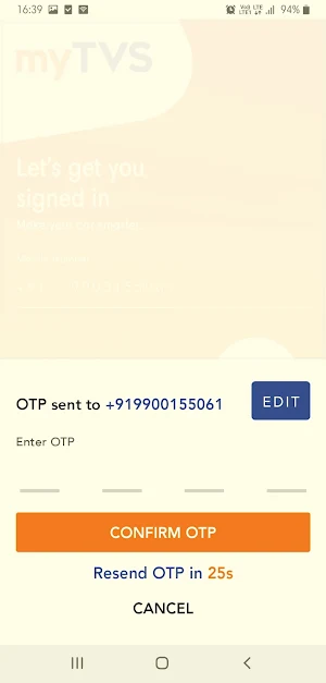 myTVS Vehicle Services Screenshot 1