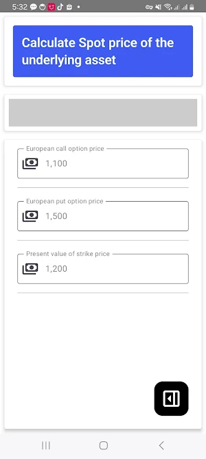 Put-Call Parity Calculator Screenshot 2