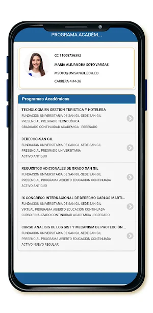 App Estudiante Unisangil Screenshot 0
