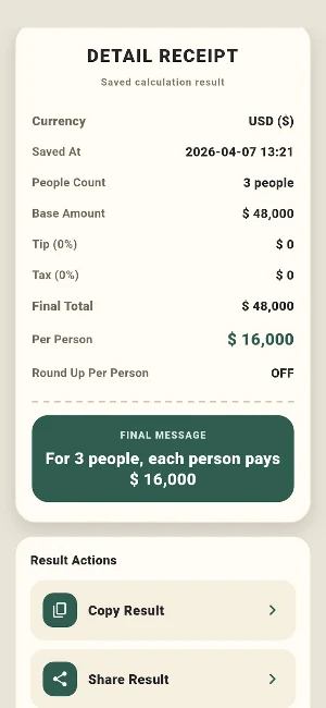 Bill Splitter Calculator Screenshot 3
