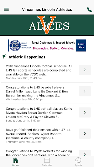 Vincennes Lincoln Athletics - Indiana Screenshot 1