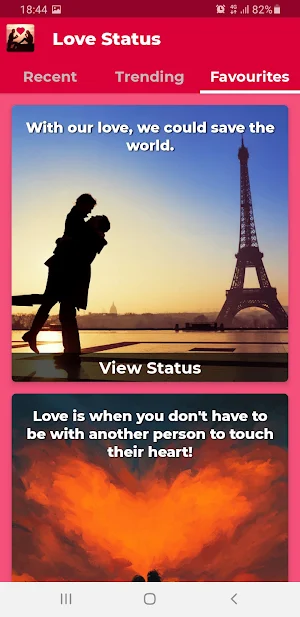 Love Status - Romantic Quotes Screenshot 1