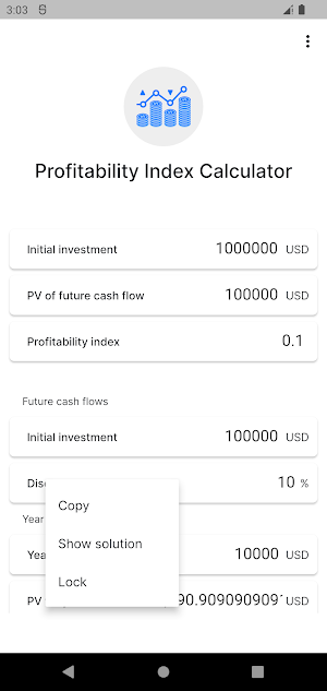 Profitability Index Calculator Screenshot 3