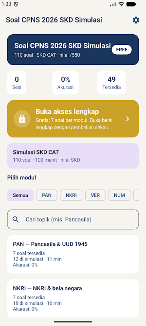 Soal CPNS 2026 SKD Simulasi Screenshot 0