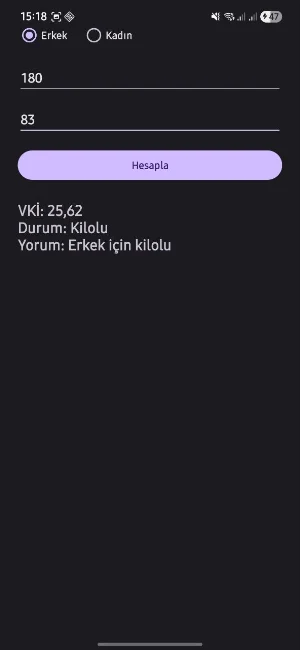 VKİ Hesaplama: İdeal Kilo Screenshot 1