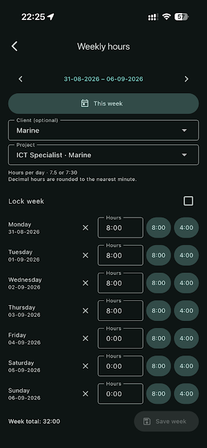 HourNexa - Hours & Timesheets Screenshot 1
