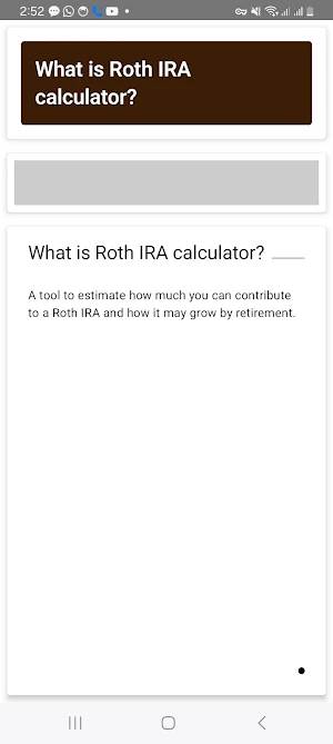 Roth IRA calculator Screenshot 1